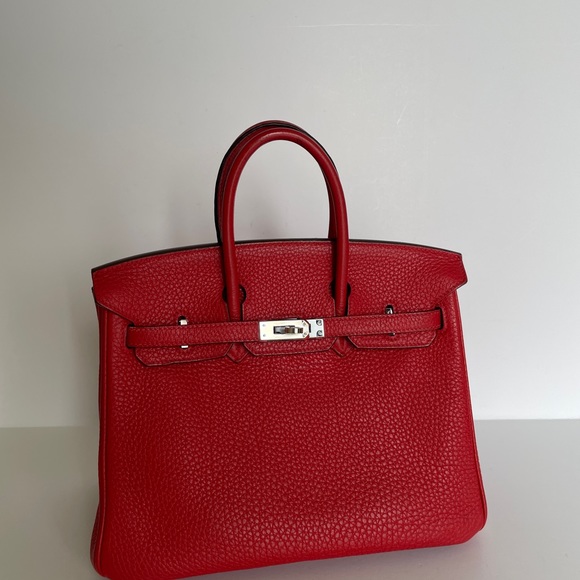 Birkin 25 Red Square Stamp P Togo - Picture 1 of 10